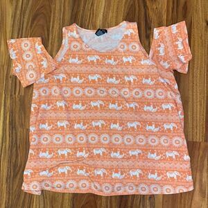 Rue21 Cold Shoulder Elephant and Mandela Top Womens Size Medium